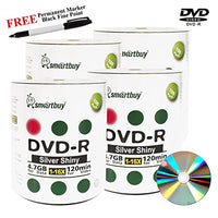Smartbuy 400-disc 4.7GB/120min 16x DVD-R Shiny Silver Blank Media Record Disc + Black Permanent Marker