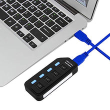 Load image into Gallery viewer, 4 Ports USB 3.0 Hub 5Gbps High Speed Portable Multi Port Portable Light Weight USB HUB with Individual Switches/ 5V 2A Power Adapter USB Expander for PC Laptop Computer
