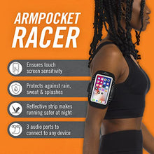 Load image into Gallery viewer, Armpocket Racer Ultra-Thin Arm Band for Phones Without Cases, Cell Phone Holder for Walking, for iPhone SE, iPod Touch, Galaxy S7, Galaxy A3, &amp; Devices Up to 5.5 Inches, 10 to 15-inch Black Strap
