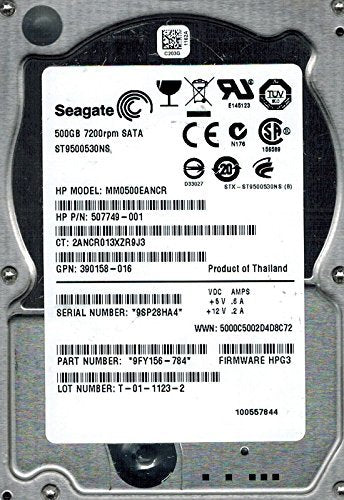 Seagate ST9500530NS P/N: 9FY156-784 F/W: HPG3 500GB (Renewed)