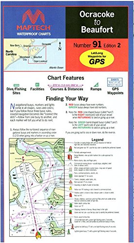 MAPTECH Waterproof Chart Ocracoke to Beaufort, NC. 2nd Edition