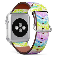 Load image into Gallery viewer, Compatible with Apple Watch iWatch (38/40 mm) Series 5, 4, 3, 2, 1 // Soft Leather Replacement Bracelet Strap Wristband + Adapters // Distorted Rainbow Tie Dye
