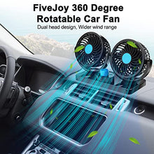 Load image into Gallery viewer, FiveJoy Car Fan 360 Degree Rotatable - 12V DC Electric 2 Speed Dual Head Fans, Quiet Strong Dashboard Cooling Air Circulator Fan for Sedan SUV RV Boat Auto Vehicles Golf or Home Father&#39;s Day
