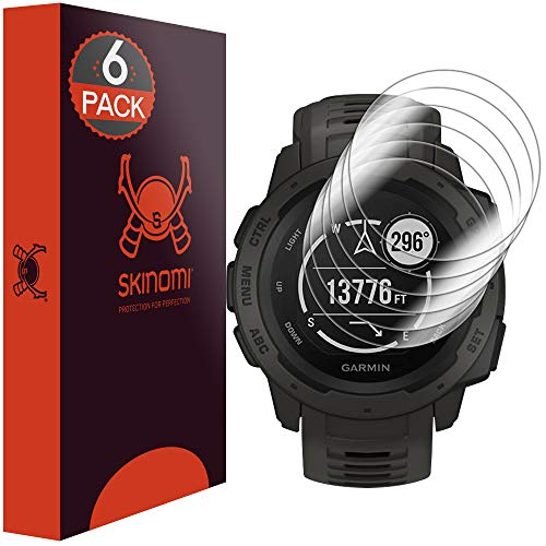 Skinomi Screen Protector Compatible with Garmin Instinct (6-Pack) Clear TechSkin TPU Anti-Bubble HD Film