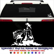 Load image into Gallery viewer, GottaLoveStickerz Cowgirl Riding Horse Removable Vinyl Decal Sticker for Laptop Tablet Helmet Windows Wall Decor Car Truck Motorcycle - Size (05 Inch / 13 cm Wide) - Color (Matte Black)
