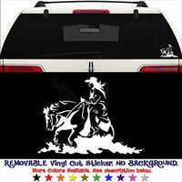 GottaLoveStickerz Cowgirl Riding Horse Removable Vinyl Decal Sticker for Laptop Tablet Helmet Windows Wall Decor Car Truck Motorcycle - Size (05 Inch / 13 cm Wide) - Color (Matte Black)