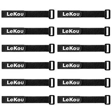 Load image into Gallery viewer, 0.75&quot;x 8&quot;12 Pack Reusable Cinch Strap Lekou Nylon Hook and Loop Straps,Durable Organizer Cable tie,Black
