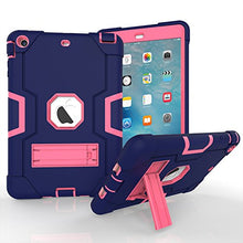 Load image into Gallery viewer, iPad Mini Case, Mini 2 Case, Mini 3 Case, Rugged Kickstand Series - Shockproof Heavy Duty Hybrid Three Layer Armor Defender Kids Child Proof Case Cover for iPad Mini 1/2/3 - Purple Pink
