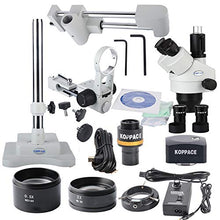Load image into Gallery viewer, KOPPACE USB 2.0 5MP Digital Camera Trinocular Stereo Zoom Microscope WF10X/20 Eyepieces 3.5X-90X Magnification LED Ring Light.
