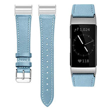 Load image into Gallery viewer, Shangpule Compatible for Fitbit Charge 4 / Fitbit Charge 3 / Fitbit Charge 3 SE Bands, Genuine Leather Band Replacement Accessories Straps Women Men Small Large (Stone Blue)
