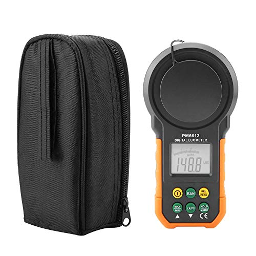 PEAKMETER Digital Light Meter,Lux Meter PM6612/PM6612L 200,000Lux High Precision Photometer Luminometer with Auto Manual Range, Max/Min, Data Hold (PM6612)