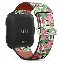 Load image into Gallery viewer, Replacement Leather Strap Printing Wristbands Compatible with Fitbit Versa - Water Lily Lotus Pattern
