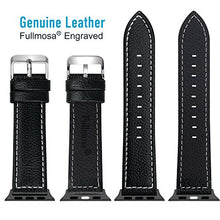 Load image into Gallery viewer, Fullmosa Compatible Apple Watch Band Leather 38mm 40mm 44mm 42mm for iWatch SE &amp; Series 6/5/4/3/2/1,38mm/40mm Lichi Black + Silver Buckle
