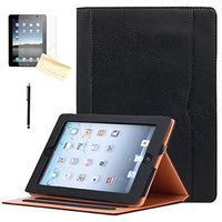 JYtrend New 2017 iPad 9.7 Case (2017 Released) Multi-Angle Viewing Stand Leather Folio Smart Cover with Big Front Pocket Auto Wake Up/Sleep for A1822 A1823 BRW Black