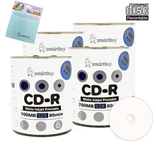 Load image into Gallery viewer, Smartbuy 400-disc 700mb/80min 52x CD-R White Inkjet Hub Printable Recordable Disc + Free Micro Fiber Cloth
