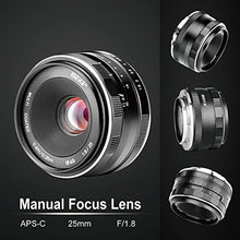 Load image into Gallery viewer, Meike MK 25mm F1.8 Large Aperture Wide Angle Lens Manual Focus Lens Compatible with Canon EOS-M Mount Mirrorless Cameras

