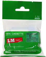 Load image into Gallery viewer, LM Tapes - 3/8&quot; (9mm) Black on Green Compatible M Tape for Brother PT-65, PT65 Label Maker
