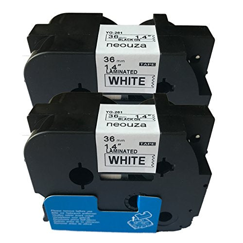 NEOUZA 2PK Compatible for Brother P-Touch Laminated TZe TZ 261 Label Tape Black on White Width 1.5