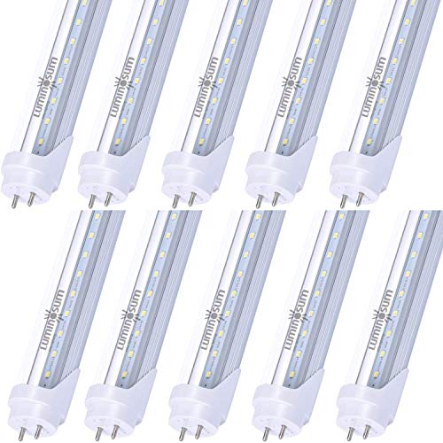 LUMINOSUM T8 T10 T12 LED Tube Lights 4 Foot 20W (40W Equivalent) 4000k, G13 Dual-Ended Powered Clear Cover, ETL Listed Fluorescent Light Replacement, 10-Pack