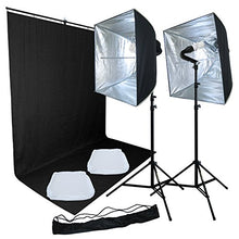 Load image into Gallery viewer, Linco Lincostore Studio Lighting Kit with Photography T-Shape Single Backdrop Stand and Non-Translucent Backdrop Muslin 1.5m Wide and 2m Long
