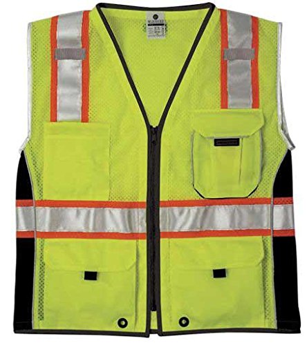 ML Kishigo 1513 Ultra-Cool Polyester Black Series Heavy Duty Vest, 4X-Large, Lime