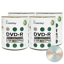 Load image into Gallery viewer, Smartbuy 400-disc 4.7gb/120min 16x DVD-R Silver Inkjet Hub Printable Blank Recordable Media Disc
