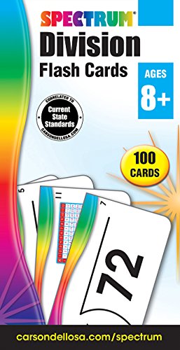 Spectrum - Division Flash Cards - 100 Arithmetic Cards of Division Facts and Place Values with Bonus Game Card for 3rd to 5th Grade Math, Ages 8+