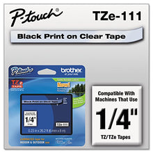 Load image into Gallery viewer, Brother 1/4 Inch Laminated Black On Clear Tape 1/Pkg 26.2 Ft For Tz P-Touch All Tz Machines
