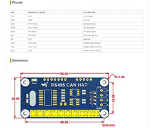 Load image into Gallery viewer, Raspberry Pi RS485 CAN HAT Allows Stable Long-Distance Communication via RS485/CAN Functions Onboard MCP2515 Transceiver SN65HVD230 SP3485
