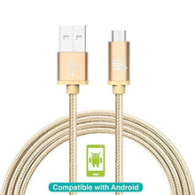 Load image into Gallery viewer, LAX Gadgets Durable Nylon Braided Tangle Free 2.0 Micro USB Android Charging and Data Sync Cable for Samsung, HTC, Motorola, Nokia, Kindle, MP3, Tablet and More[10 Feet-Gold]
