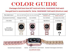 Load image into Gallery viewer, Secbolt Bling Bands Compatible with Apple Watch Bands 42mm 44mm 45mm Women iWatch SE Series 7 6 5 4 3 2 1, Dressy Jewelry Metal Wristband Strap Diamond Rhinestone, Champagne Gold
