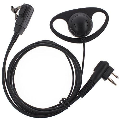 TENQ D Shape Earpiece Headset PTT for Motorola Two Way Radio Walkie Talkie 2pin