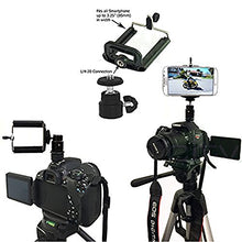 Load image into Gallery viewer, Action Mount - Mini Ball Head with Lock and Hot Shoe Adapter Camera Cradle for use with DLSR Camera. Easily Attach a Phone Mount, Flash, Trigger, or Diffuser. (Black)
