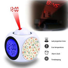 Load image into Gallery viewer, Projection Alarm Clock Wake Up Bedroom with Data and Temperature Display Talking Function, LED Wall/Ceiling Projection,Customize the pattern-187.Floral Wallpaper Background Flowers
