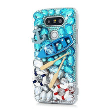 Load image into Gallery viewer, STENES LG Escape 2 Case - Stylish - 100+ Bling Crystal - 3D Handmade Boat Design Protective Case for LG Escape 2 / LG Logos - Blue
