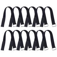 Vigaer 18 inch Cinch Cable Tie Down Straps, 12 Pcs Reusable Hook and Loop Fastening Nylon Cable Tie Wraps with Metal Buckle