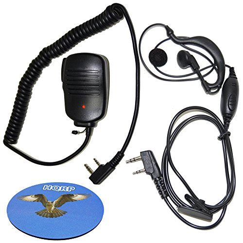 HQRP Kit: 2-Pin PTT Speaker-Microphone and Earpiece Mic Headset for Kenwood TH-22 TH-22A TH-22AT TH-22E TH-25 TH-25A TH-235 TH-235A TH-235E TH-315 TH-315A KMC-45 KMC-17 Radio + HQRP Coaster
