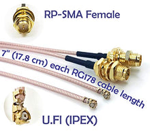 Load image into Gallery viewer, Set of 2 Omni-Directional Wi-Fi Long Range Dual Band 9 Dbi Antenna 2.4/5Ghz 802.11n/b/g and 2 RF U.FL Mini PCI to RP-SMA Female Pigtail Antenna Wi-Fi Cable (Kit for Routers, mini PCIe Cards)
