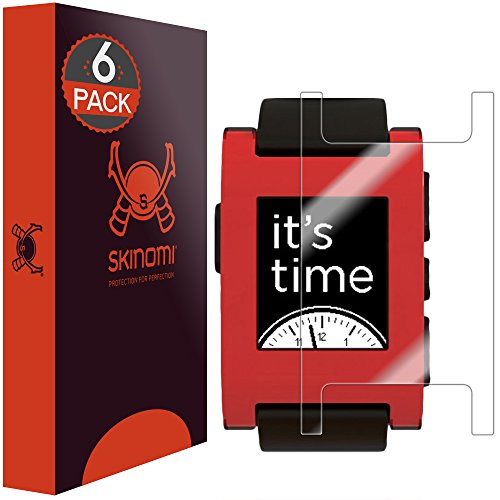 Skinomi Screen Protector Compatible with Pebble E-Paper Smartwatch (6-Pack) Clear TechSkin TPU Anti-Bubble HD Film