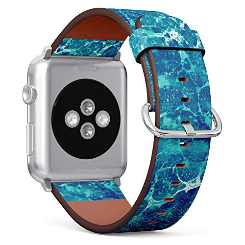S-Type iWatch Leather Strap Printing Wristbands for Apple Watch 4/3/2/1 Sport Series (38mm) - Abstract Marble Blue Art Background