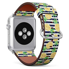 Load image into Gallery viewer, Compatible with Big Apple Watch 42mm, 44mm, 45mm (All Series) Leather Watch Wrist Band Strap Bracelet with Adapters (Cute Cartoon Pineapple)
