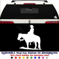 GottaLoveStickerz Cowboy Horse Removable Vinyl Decal Sticker for Laptop Tablet Helmet Windows Wall Decor Car Truck Motorcycle - Size (10 Inch / 25 cm Tall) - Color (Matte Black)