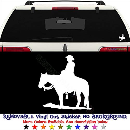 GottaLoveStickerz Cowboy Horse Removable Vinyl Decal Sticker for Laptop Tablet Helmet Windows Wall Decor Car Truck Motorcycle - Size (07 Inch / 18 cm Tall) - Color (Matte Black)