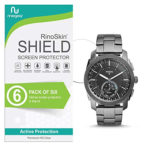 (6-Pack) RinoGear Screen Protector Designed for Fossil Hybrid Smartwatch Q Machine Screen Protector Case Friendly Accessories Flexible Full Coverage Clear TPU Film