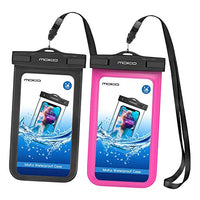 MoKo Waterproof Phone Pouch Holder [2 Pack], Underwater Cellphone Case Dry Bag with Lanyard Armband Compatible with iPhone 13/13 Pro Max/iPhone 12/12 Pro Max/11 Pro Max, X/Xr/Xs Max/8, Samsung S21/S10