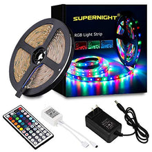 Load image into Gallery viewer, SUPERNIGHT 5M/16.4 Ft SMD 3528 RGB 300 LED Color Changing Kit with Flexible Strip Light+44 Key IR Remote Control+ Power Supply
