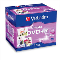 Verbatim 4.7GB up to 16x Photo Recordable Disc DVD+R, 10-Disc Jewel Case 95523