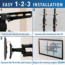 Load image into Gallery viewer, Mount-It! Articulating TV Wall Mount Corner Bracket, VESA 400 x 400 Compatible, Stable Dual Arm Full Motion, Swivel, Tilt Fits 32, 37, 40, 42, 47, 50 Inch TVs, 115 Lbs Capacity with HDMI Cable Black
