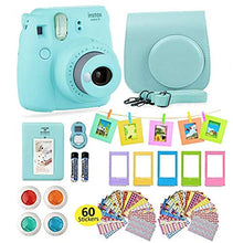 Load image into Gallery viewer, Fujifilm Instax Mini 9 Instant Camera with Accessories | Bundle of Soft Leather Case + Mini Photo Album + 6 Christmas Magnet Frames + 4 Colored Lenses + Selfie Lens + 10 Photo Frames + Stickers + More
