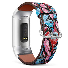 Load image into Gallery viewer, Replacement Leather Strap Printing Wristbands Compatible with Fitbit Charge 3 / Charge 3 SE - Beautiful Pattern of Fallen Leaves and Snowflakes
